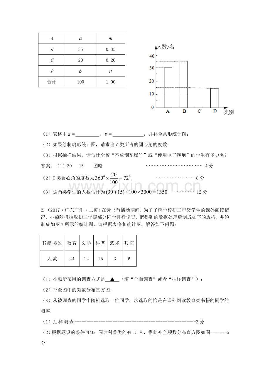 全国各地中考数学模拟试卷精选汇编：频数与频率.doc_第2页