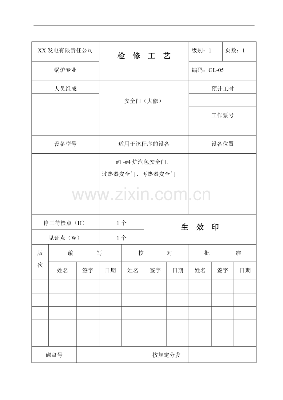 安全门检修工艺.doc_第1页