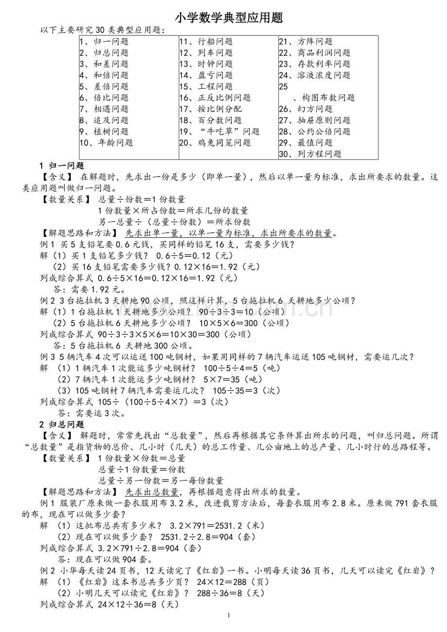 小学六年级数学应用题大全.doc_第1页