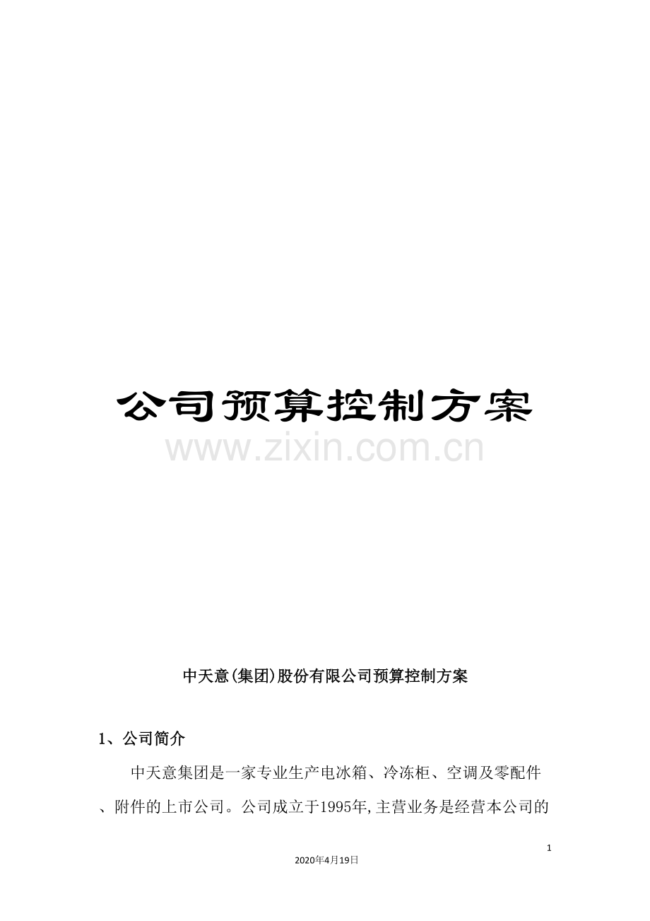 公司预算控制方案.doc_第1页