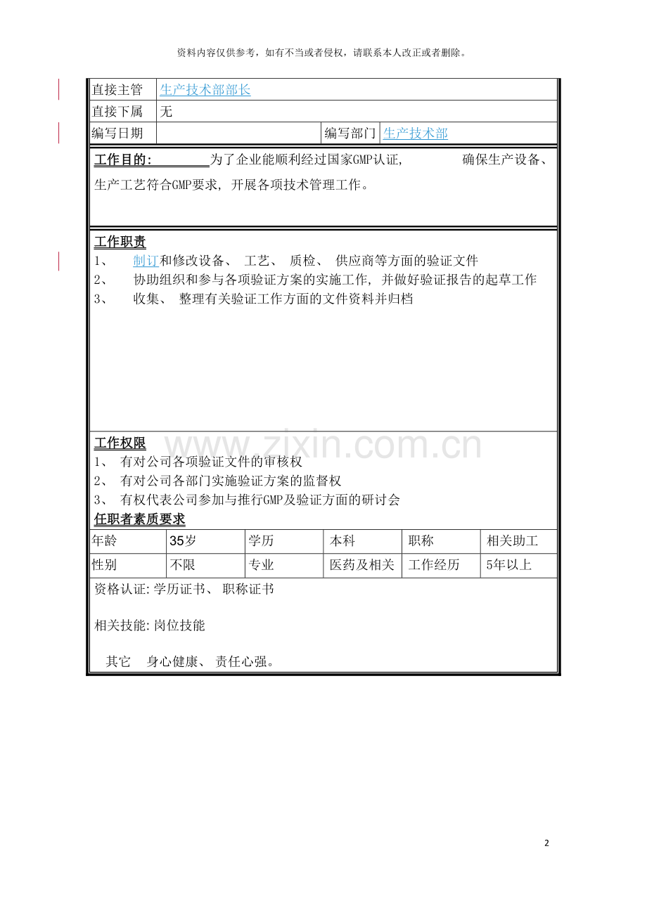 技术管理员岗位说明书模板.doc_第2页