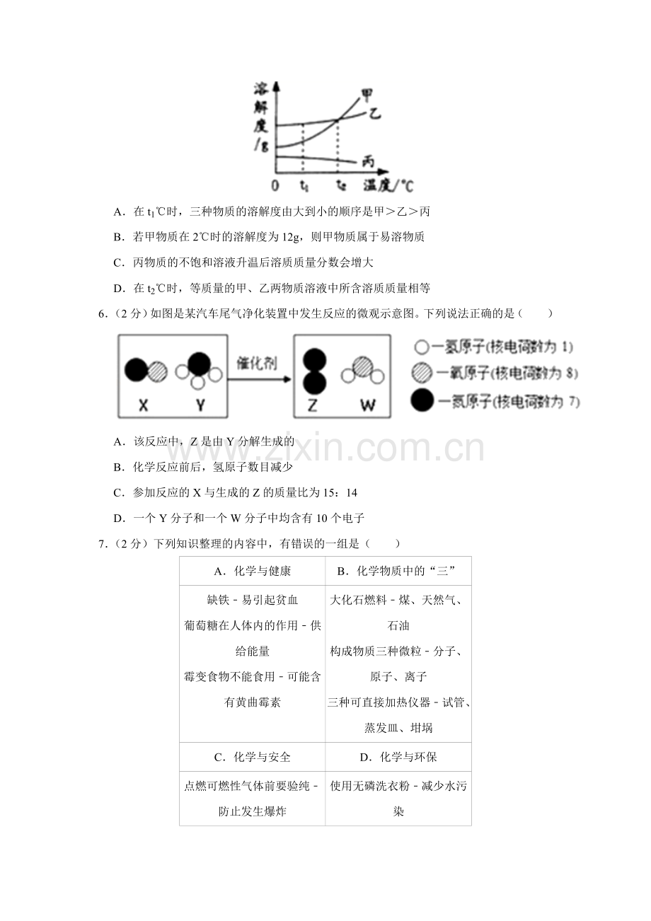 2019年江苏省宿迁市中考化学试卷(含答案).doc_第2页