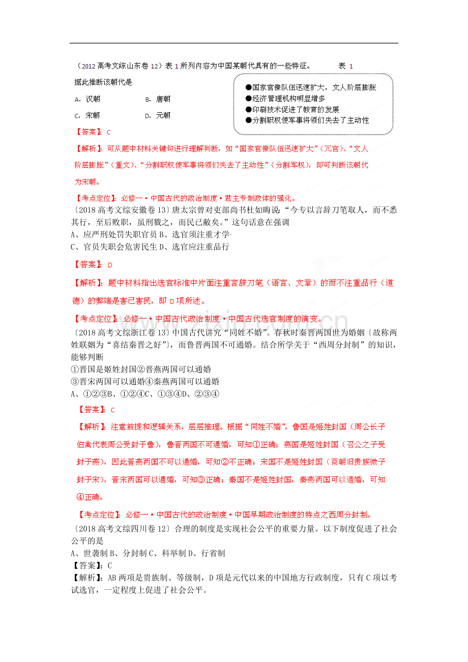 2019年高考试题分项解析历史专项01古代的政治制度(教版版).doc_第3页