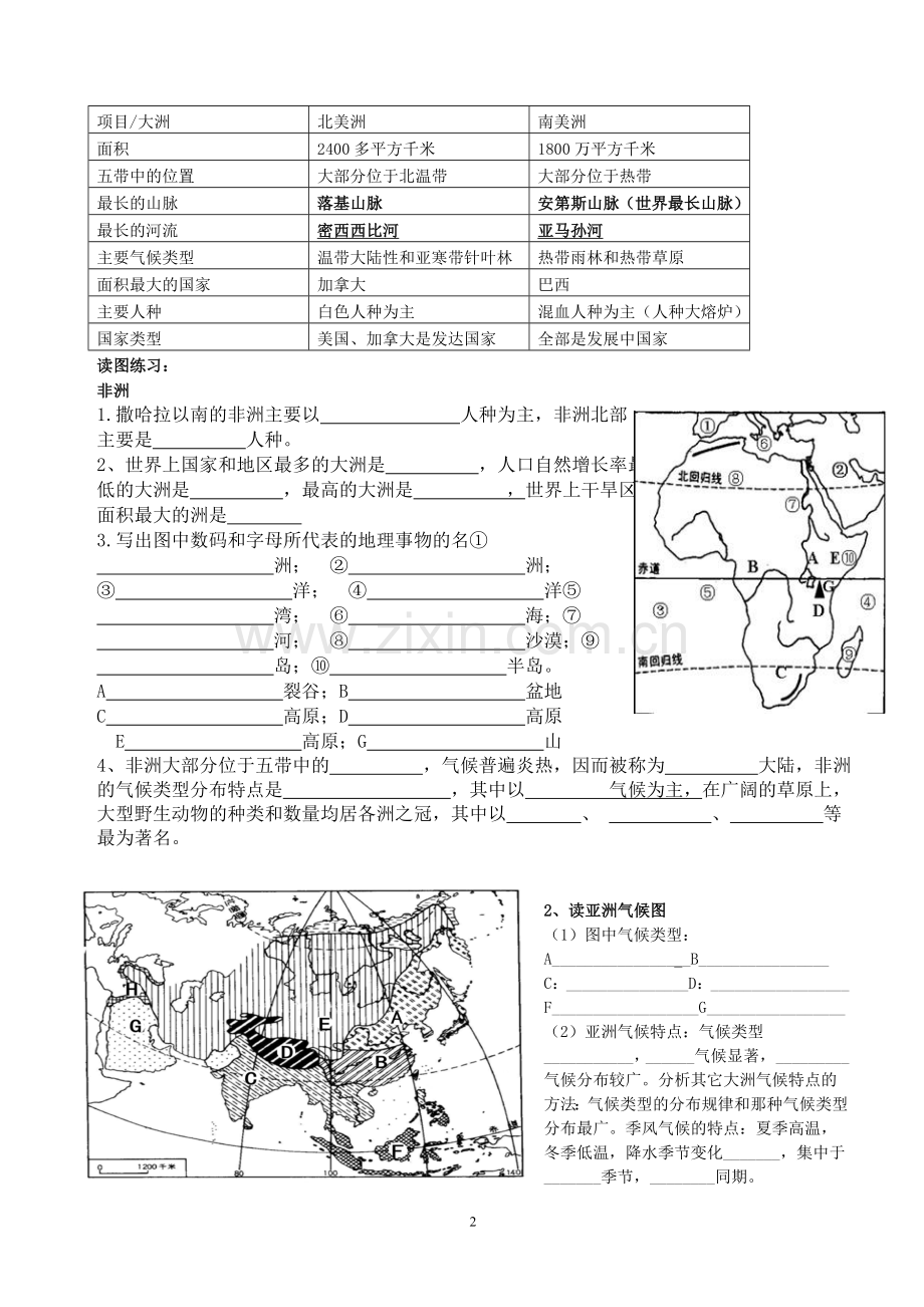 湘教版地理七年级下册复习资料(带地图练习-经典).doc_第2页