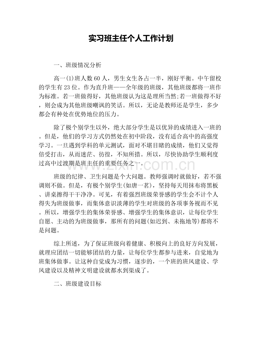 实习班主任个人工作计划.doc_第1页