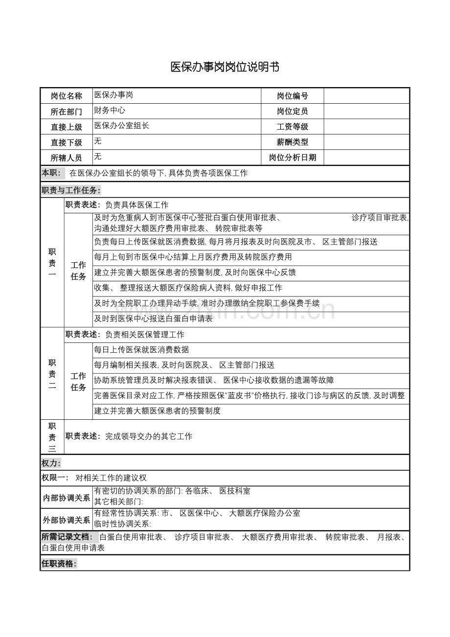 医保办事岗岗位说明书.doc_第2页