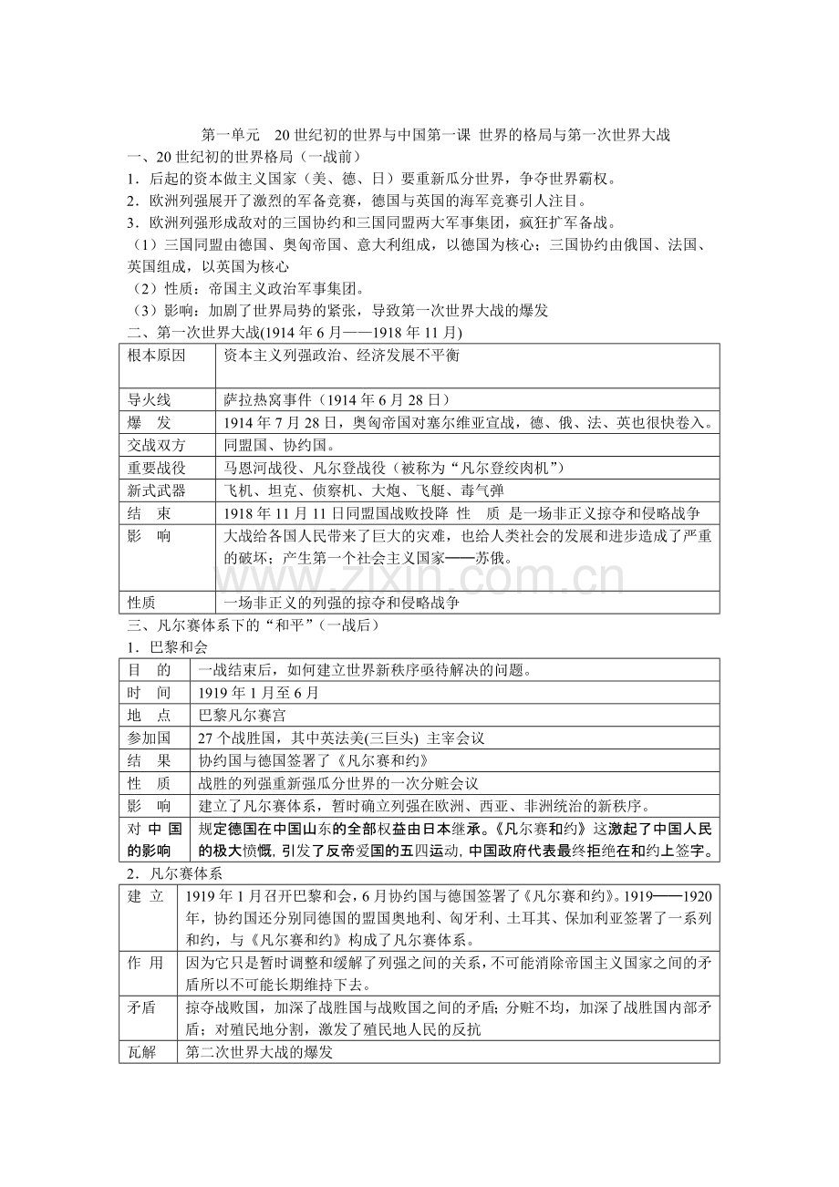 九年级上册历史与社会复习提纲.doc_第1页