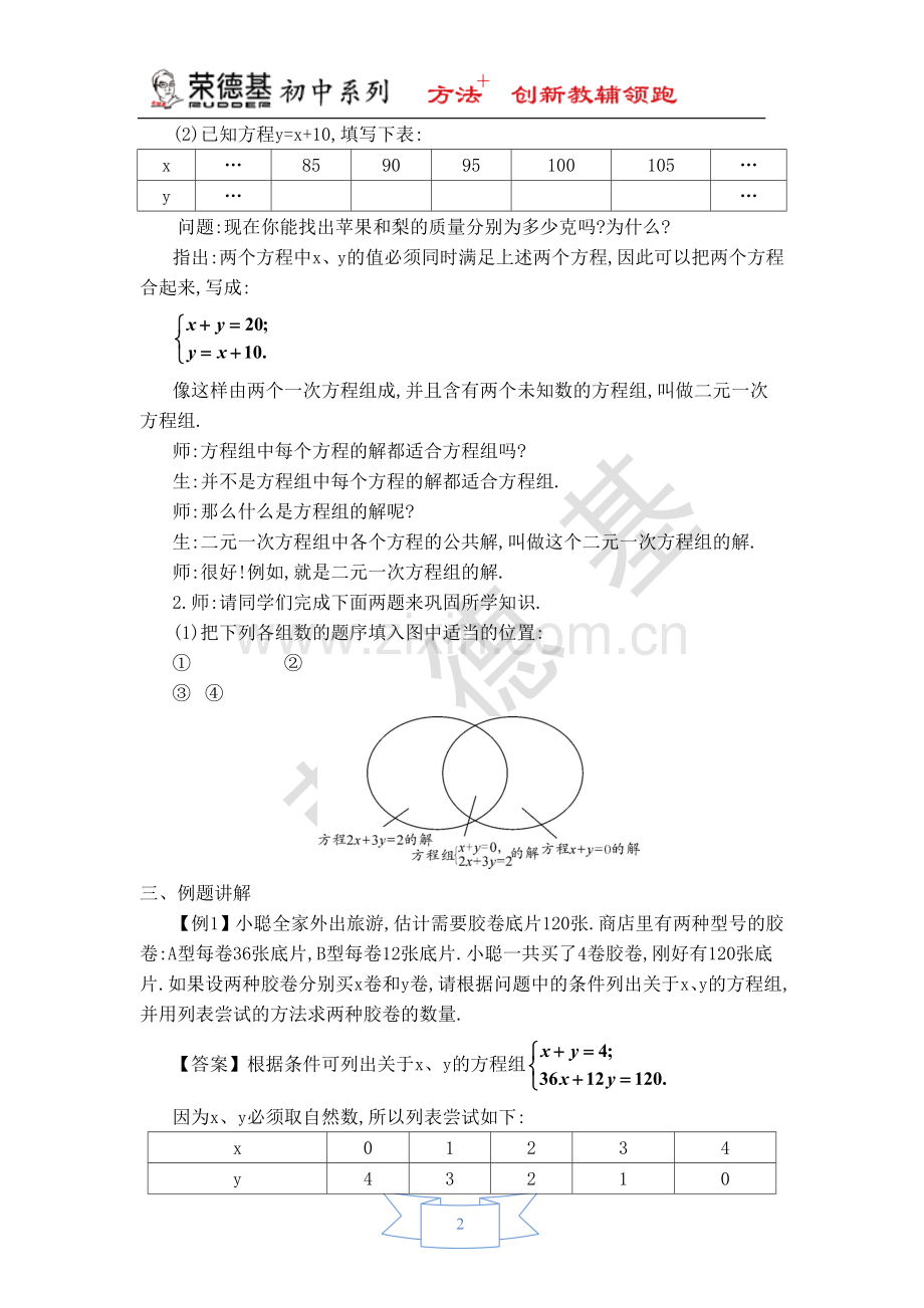 【教学设计】二元一次方程组.doc_第2页