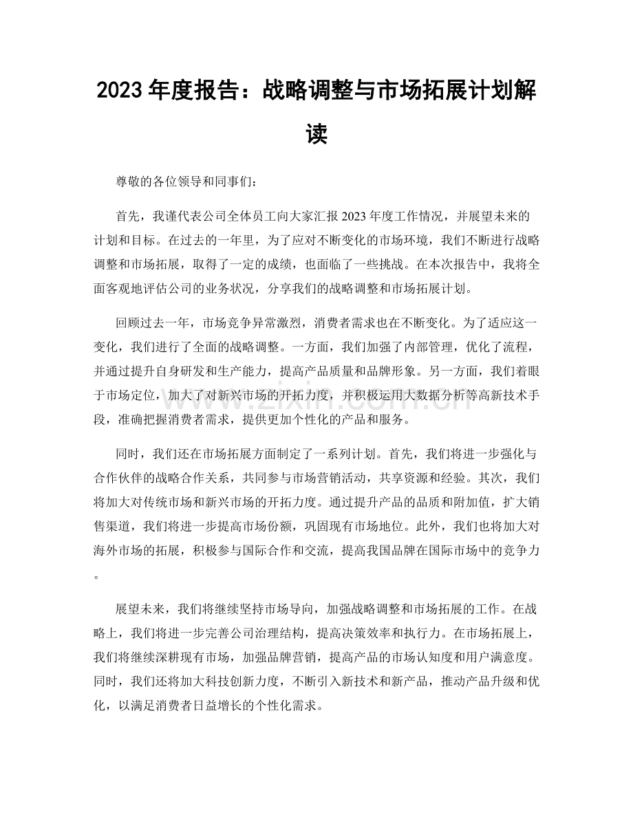 2023年度报告：战略调整与市场拓展计划解读.docx_第1页