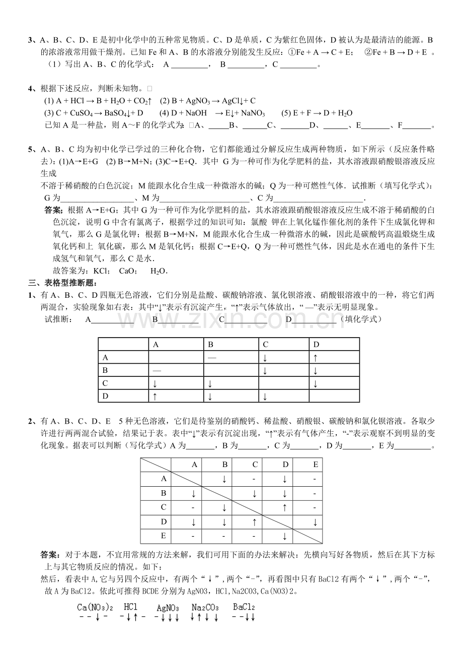 初中化学推断题(各种题型答案).doc_第2页