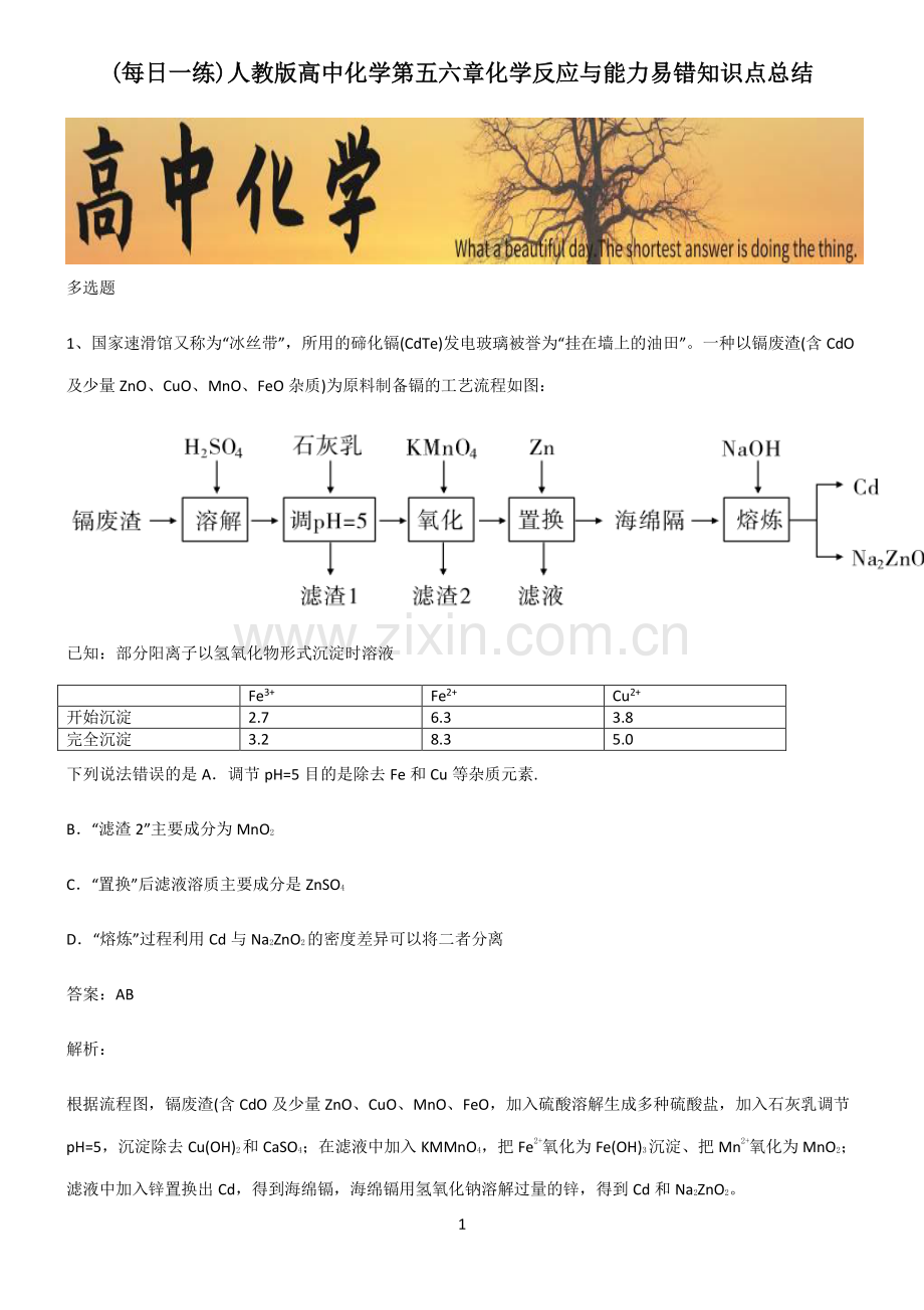 人教版高中化学第五六章化学反应与能力易错知识点总结.pdf_第1页