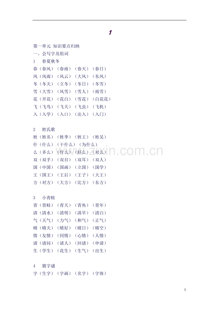 新人教版一年级下知识点归纳.docx_第1页