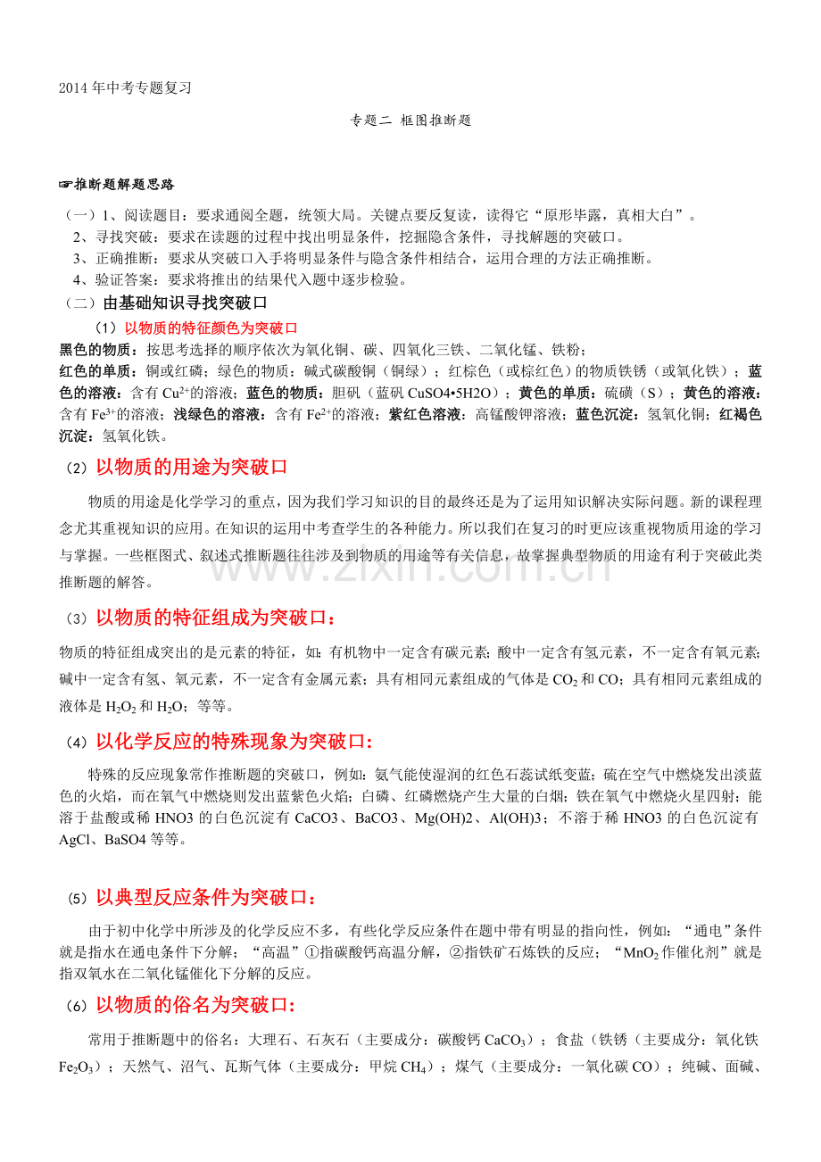 中考化学专题复习教学案-专题2框图推断题.doc_第1页