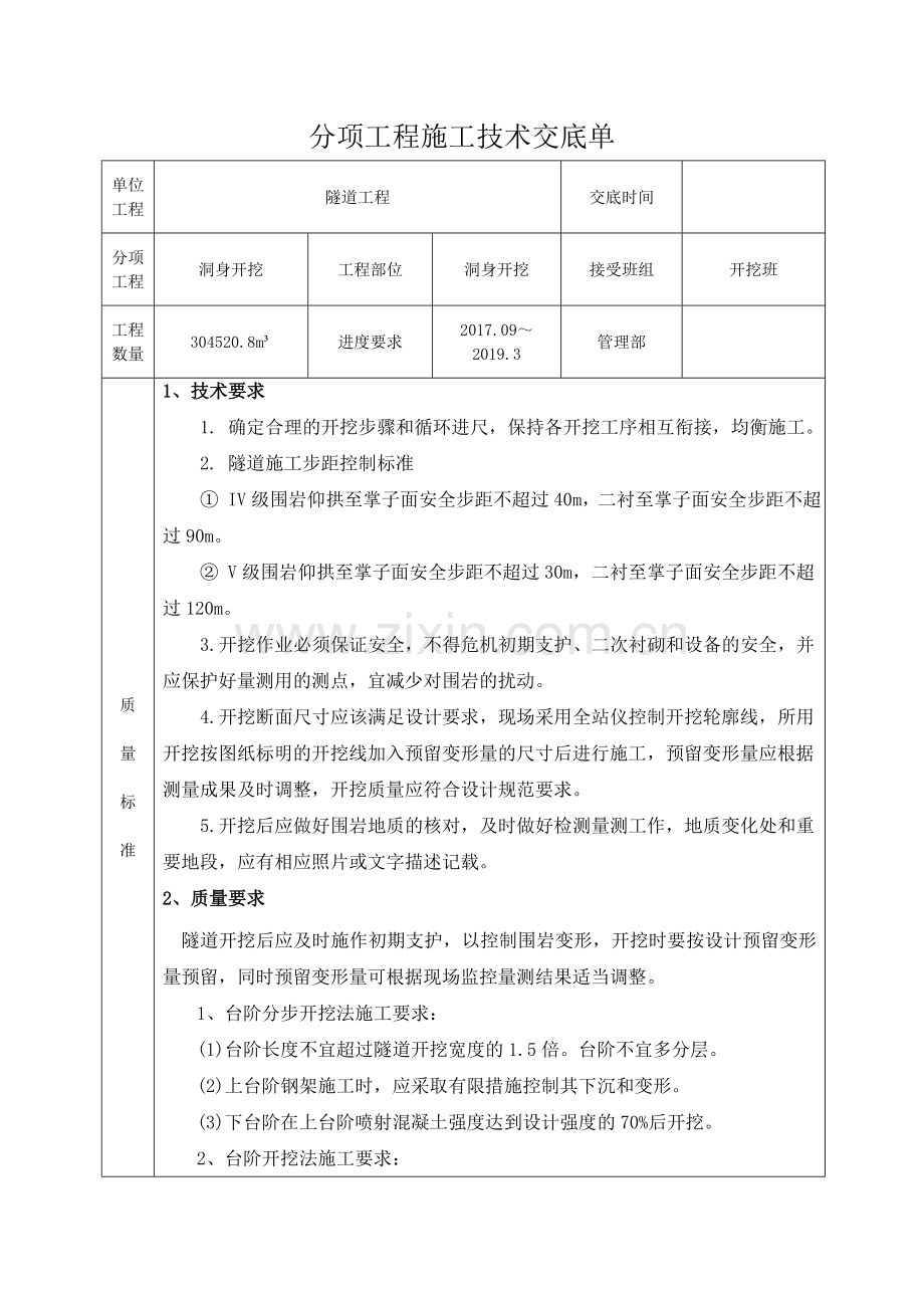 石窑村2号隧道洞身开挖坡施工技术交底.docx_第1页