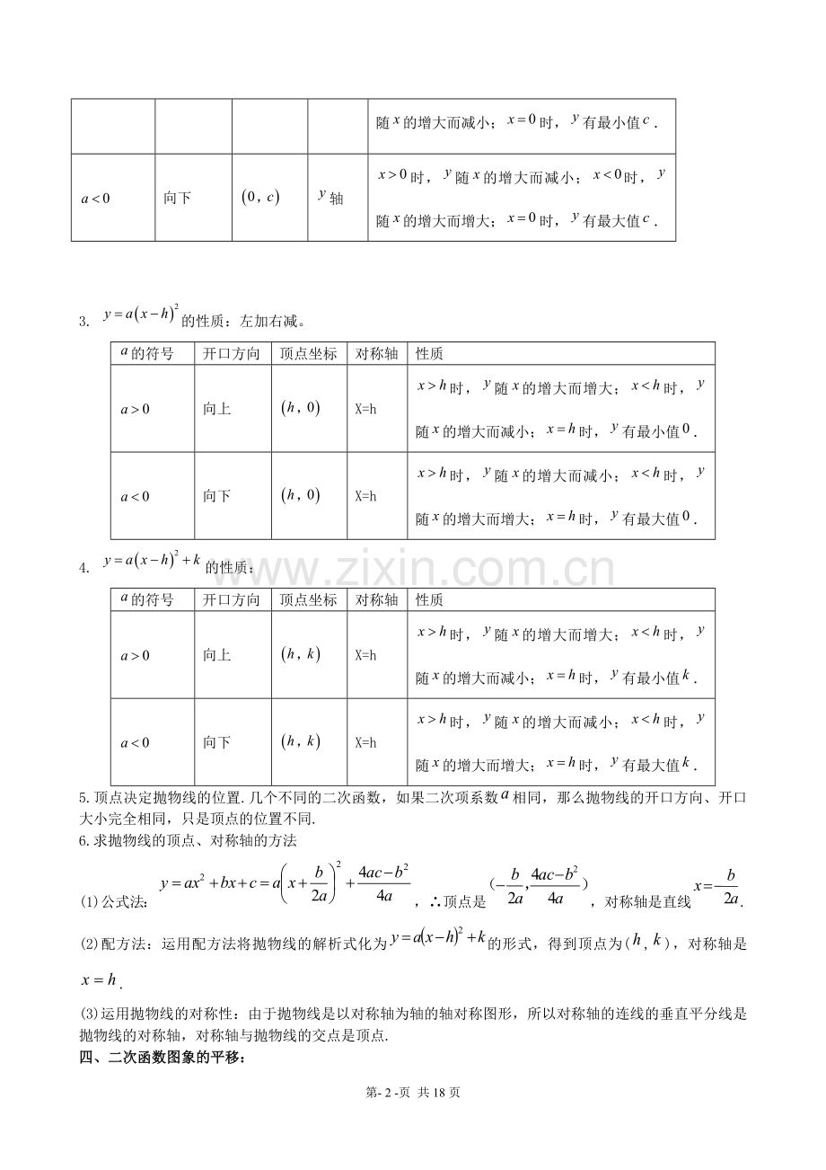 中考考点——二次函数知识点汇总(全).doc_第2页