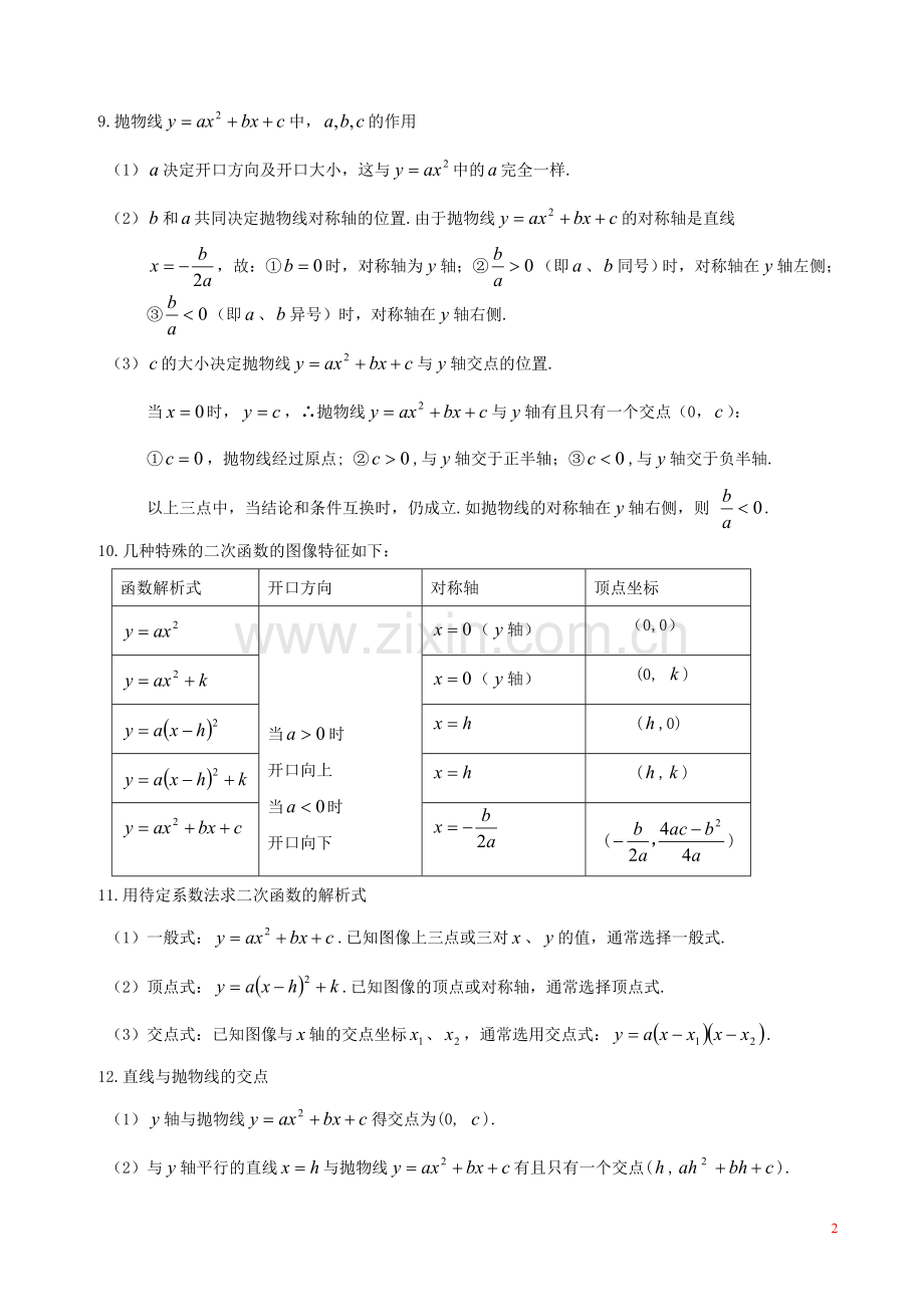 初中数学二次函数知识点汇总.doc_第2页