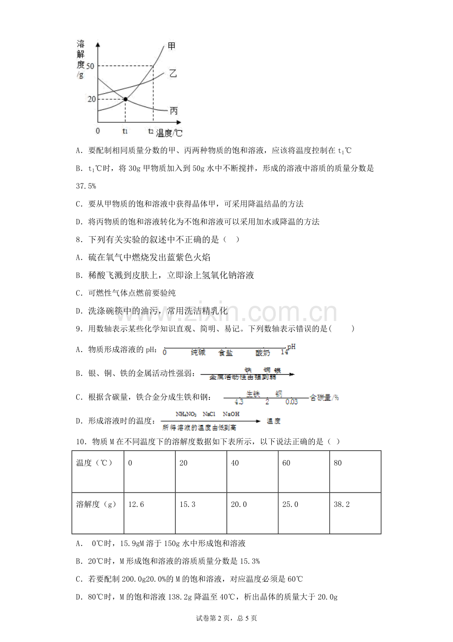 2019年中考化学最后冲刺《溶液》专项复习题.doc_第2页