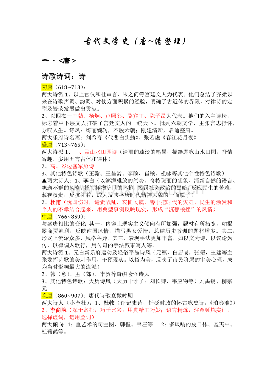 中国古代文学史知识点整理.doc_第1页