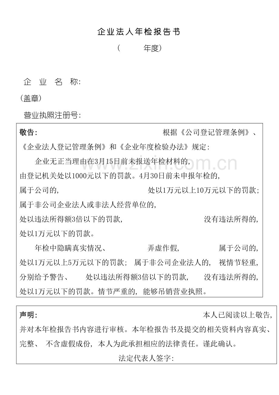 工商局业务表格企业法人年检报告书模板.doc_第2页