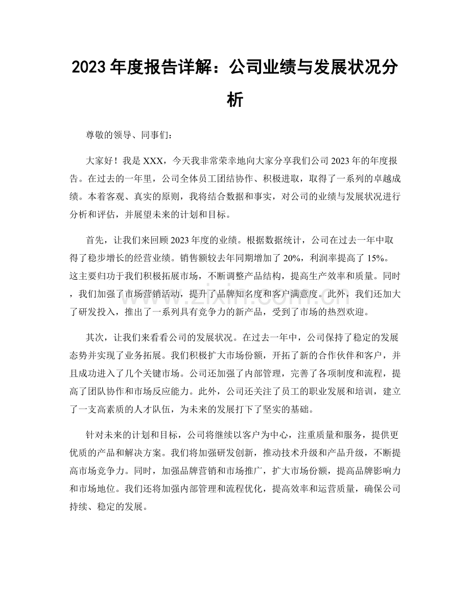 2023年度报告详解：公司业绩与发展状况分析.docx_第1页