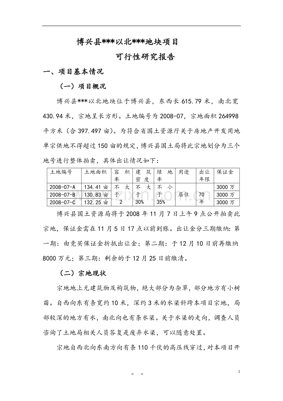 博兴县某项目可行性研究报告.doc_第1页