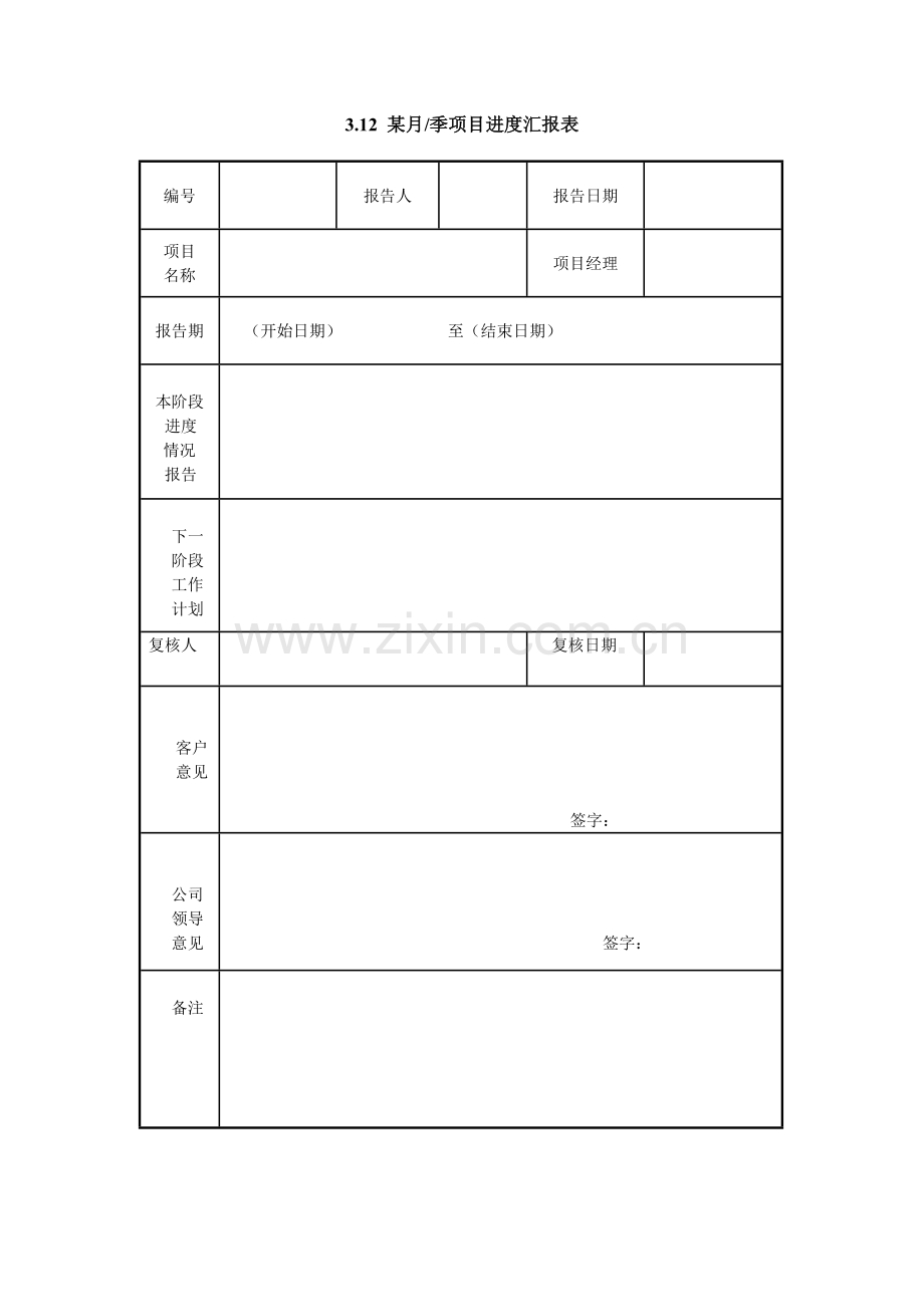 3.12-某月(季)项目进度汇报表.doc_第1页