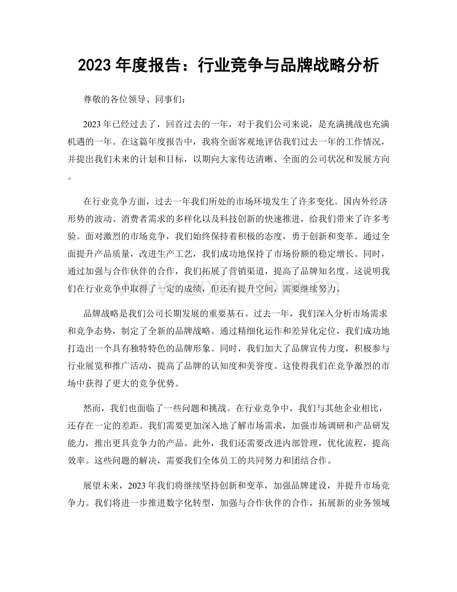 2023年度报告：行业竞争与品牌战略分析.docx_第1页