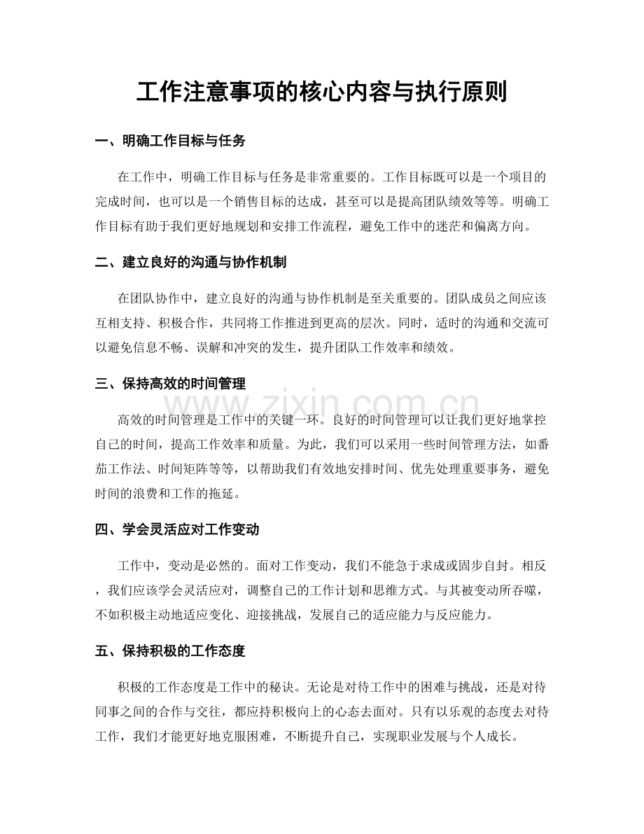 工作注意事项的核心内容与执行原则.docx_第1页