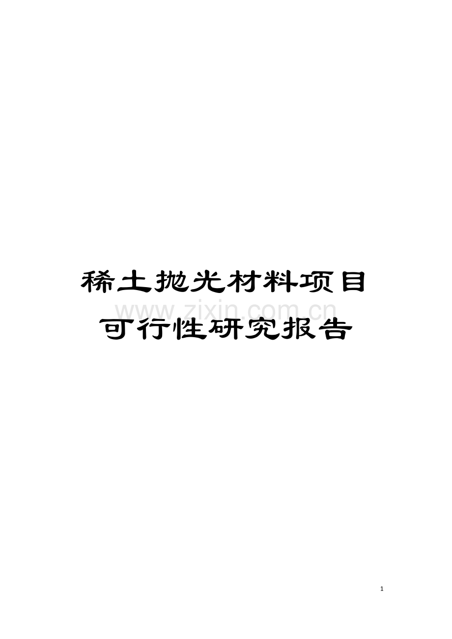 稀土抛光材料项目可行性研究报告模板.doc_第1页