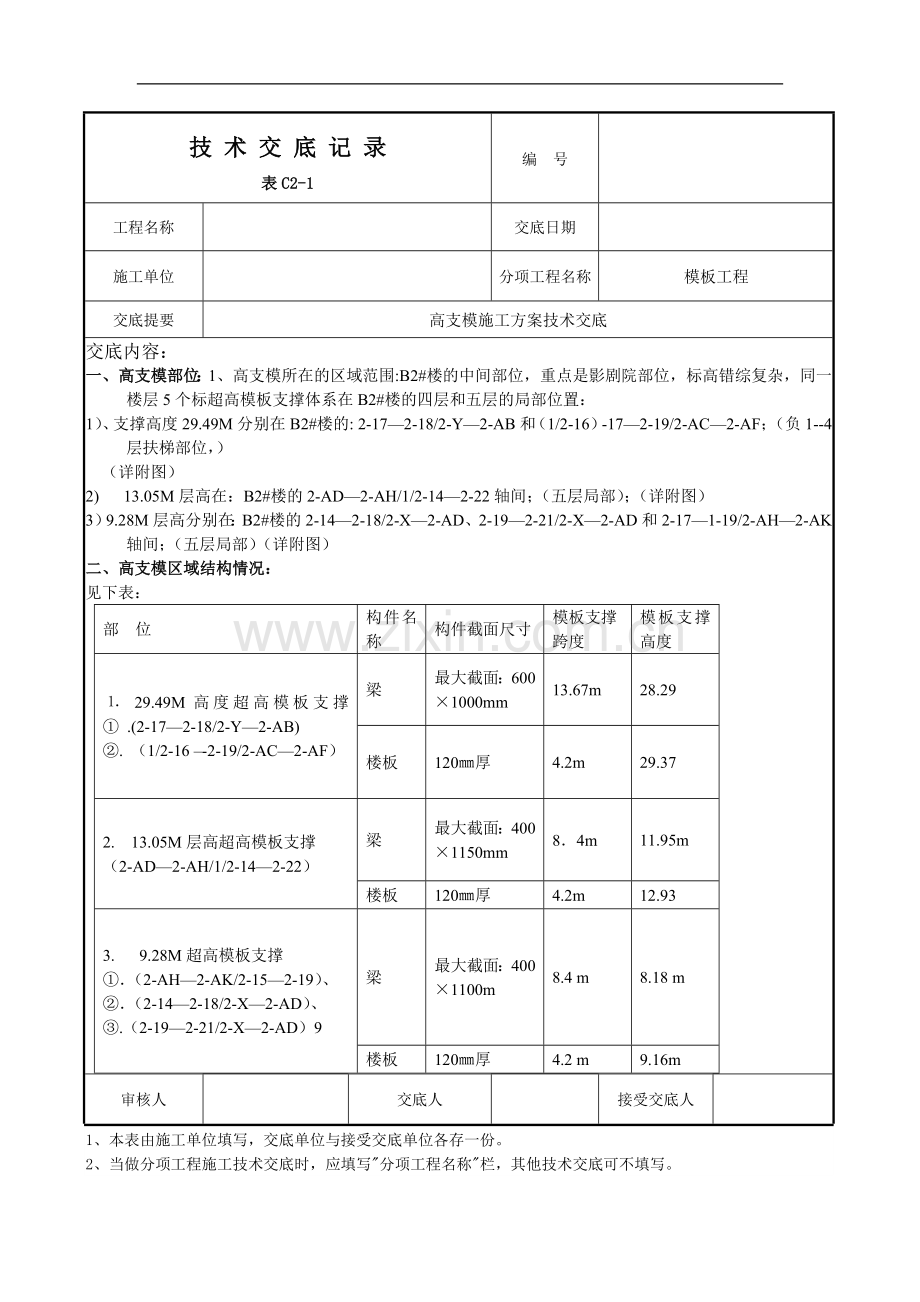 高支模施工方案技术交底.doc_第1页