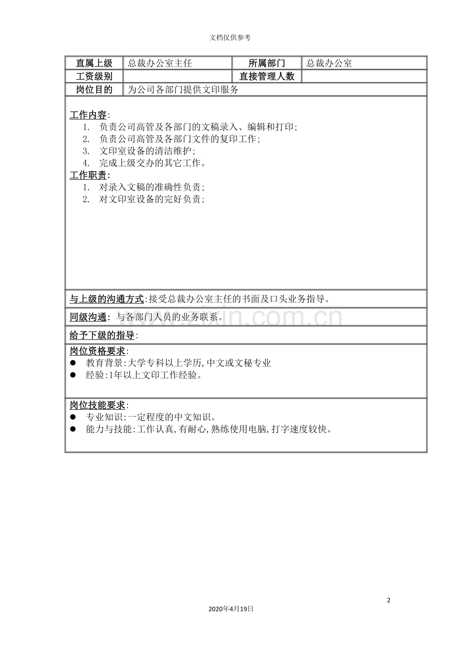 总裁办公室部门文印岗位职责.doc_第2页