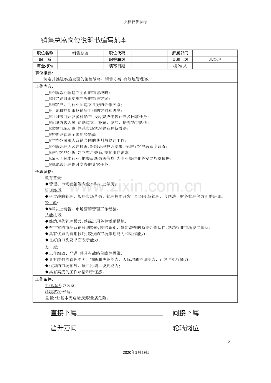 销售总监岗位说明书编写范本.doc_第2页