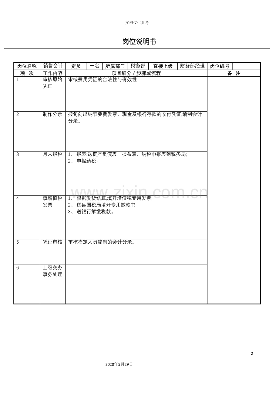 销售会计岗位说明书.doc_第2页