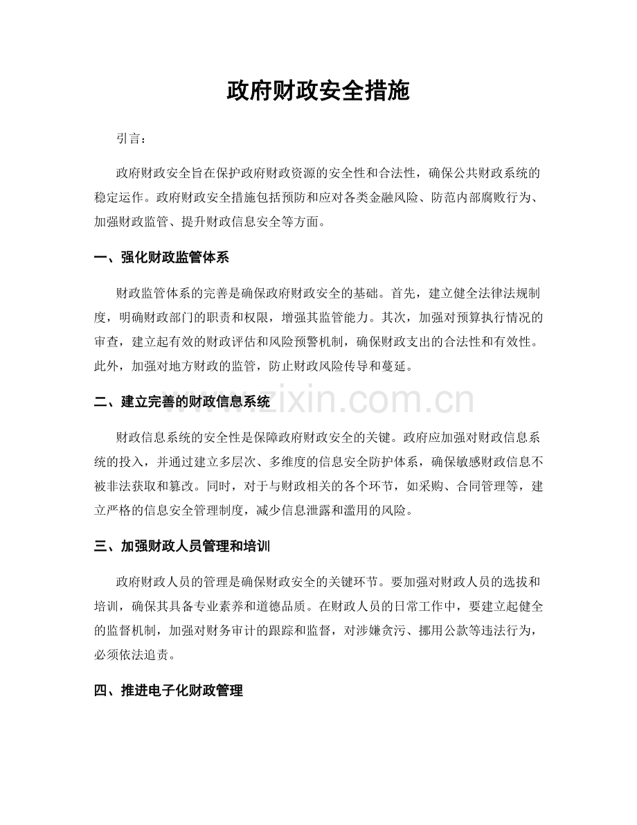 政府财政安全措施.docx_第1页