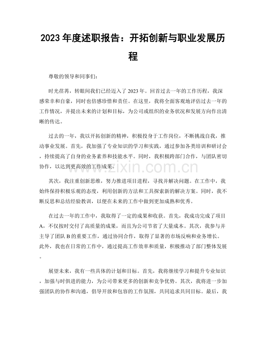 2023年度述职报告：开拓创新与职业发展历程.docx_第1页