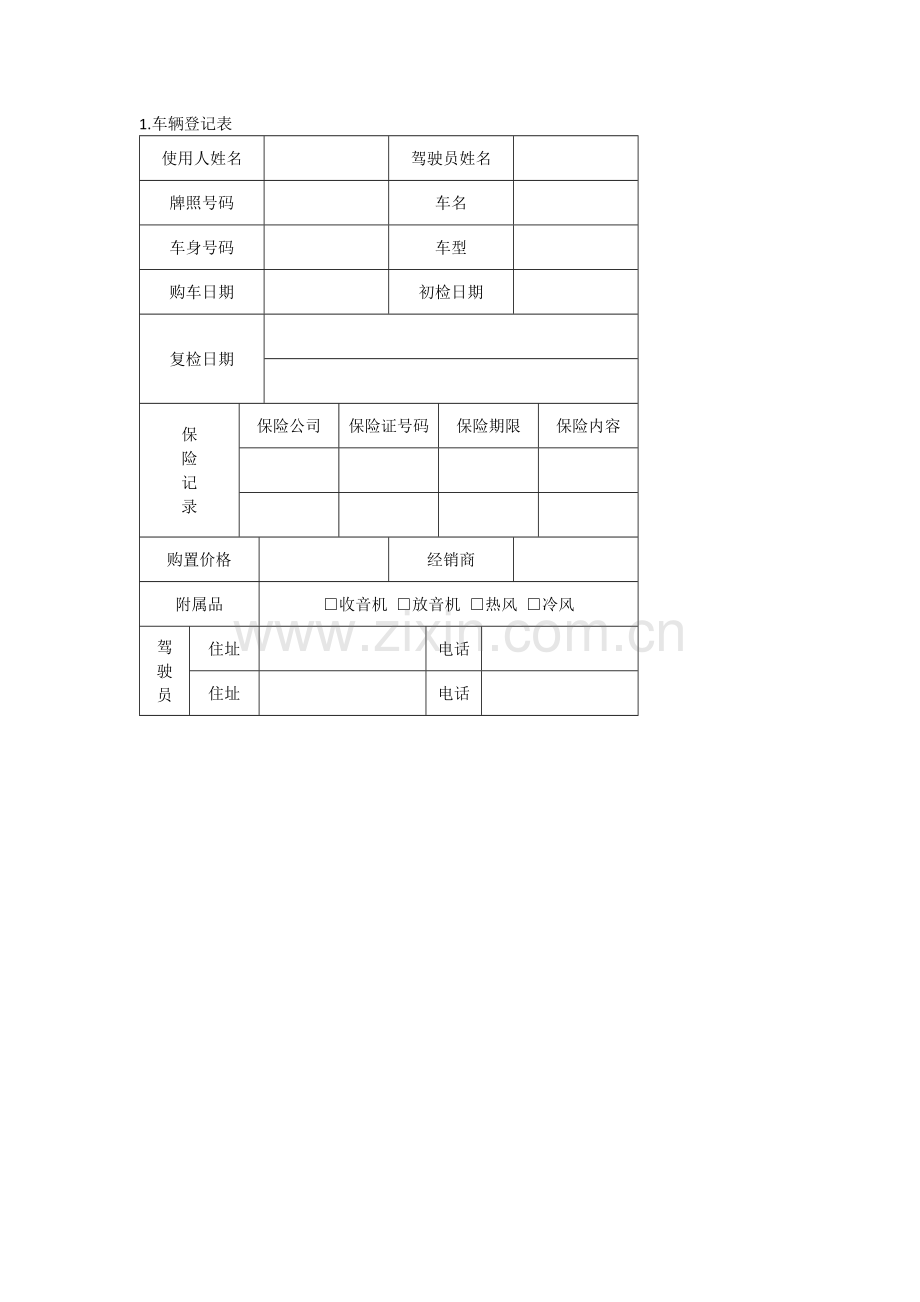 办公室管理制度企业车辆管理全套表格.docx_第1页