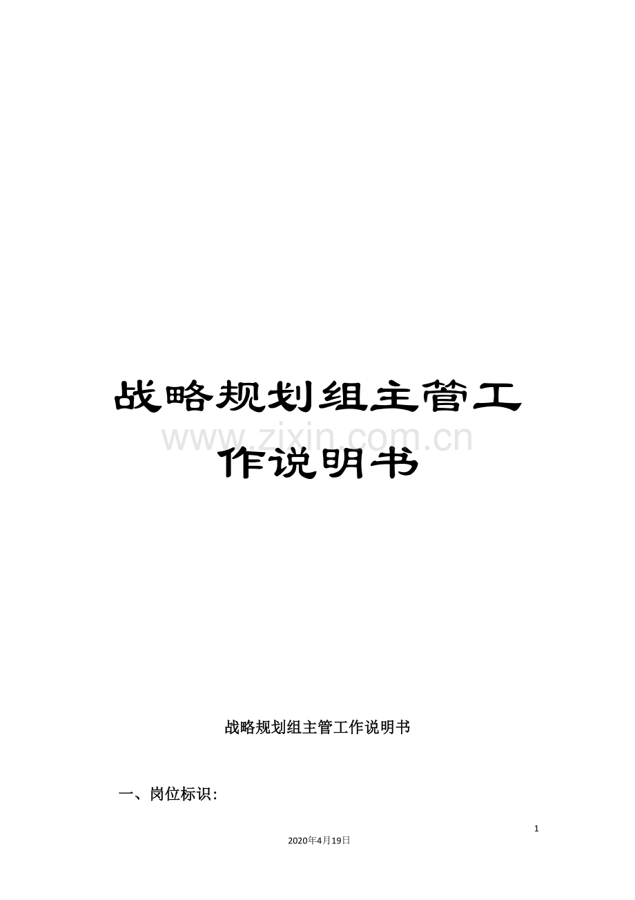 战略规划组主管工作说明书.doc_第1页