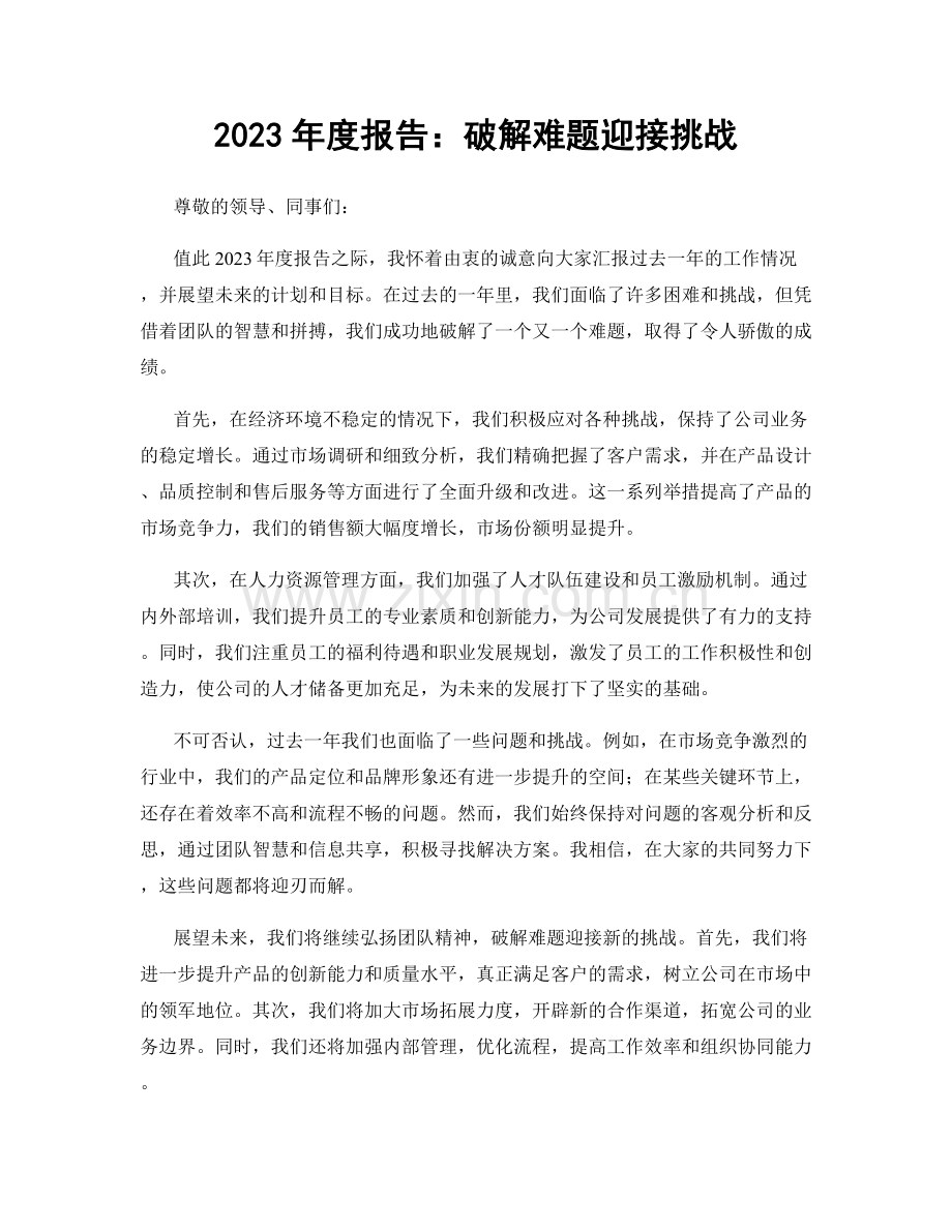 2023年度报告：破解难题迎接挑战.docx_第1页