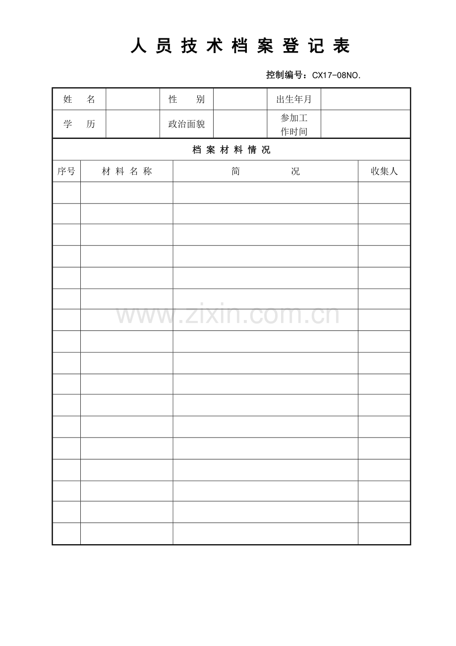 人员技术档案登记表.docx_第1页