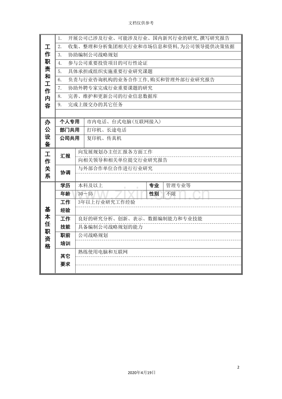 战略研究专员职位说明书.doc_第2页