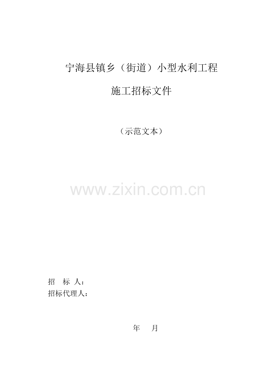 浙江宁海县镇乡(街道)小型水利工程施工招标文件(示范文本).doc_第1页