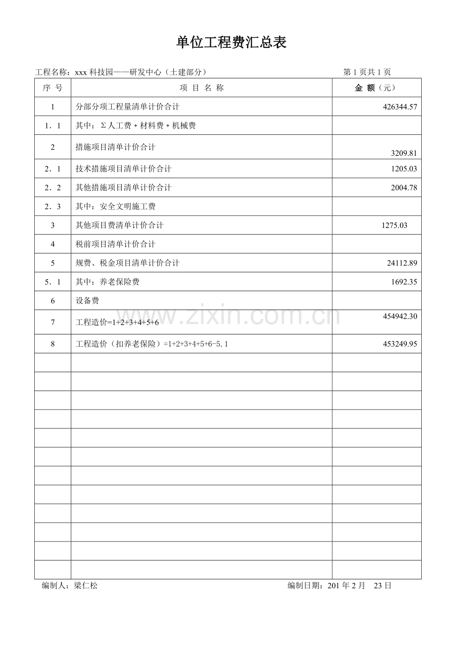 研发中心土建工程预算书.doc_第1页