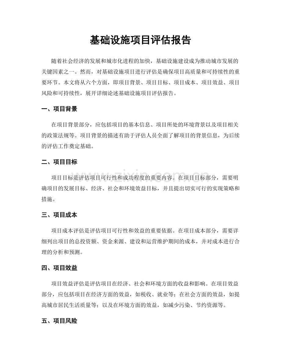 基础设施项目评估报告.docx_第1页