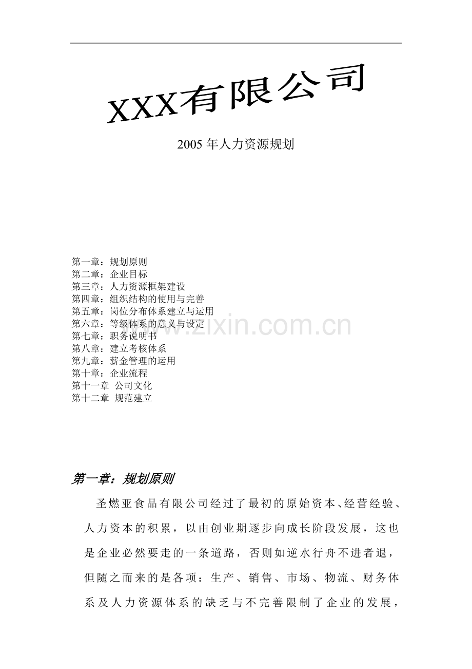 XXX公司2005年人力资源规划.doc_第1页