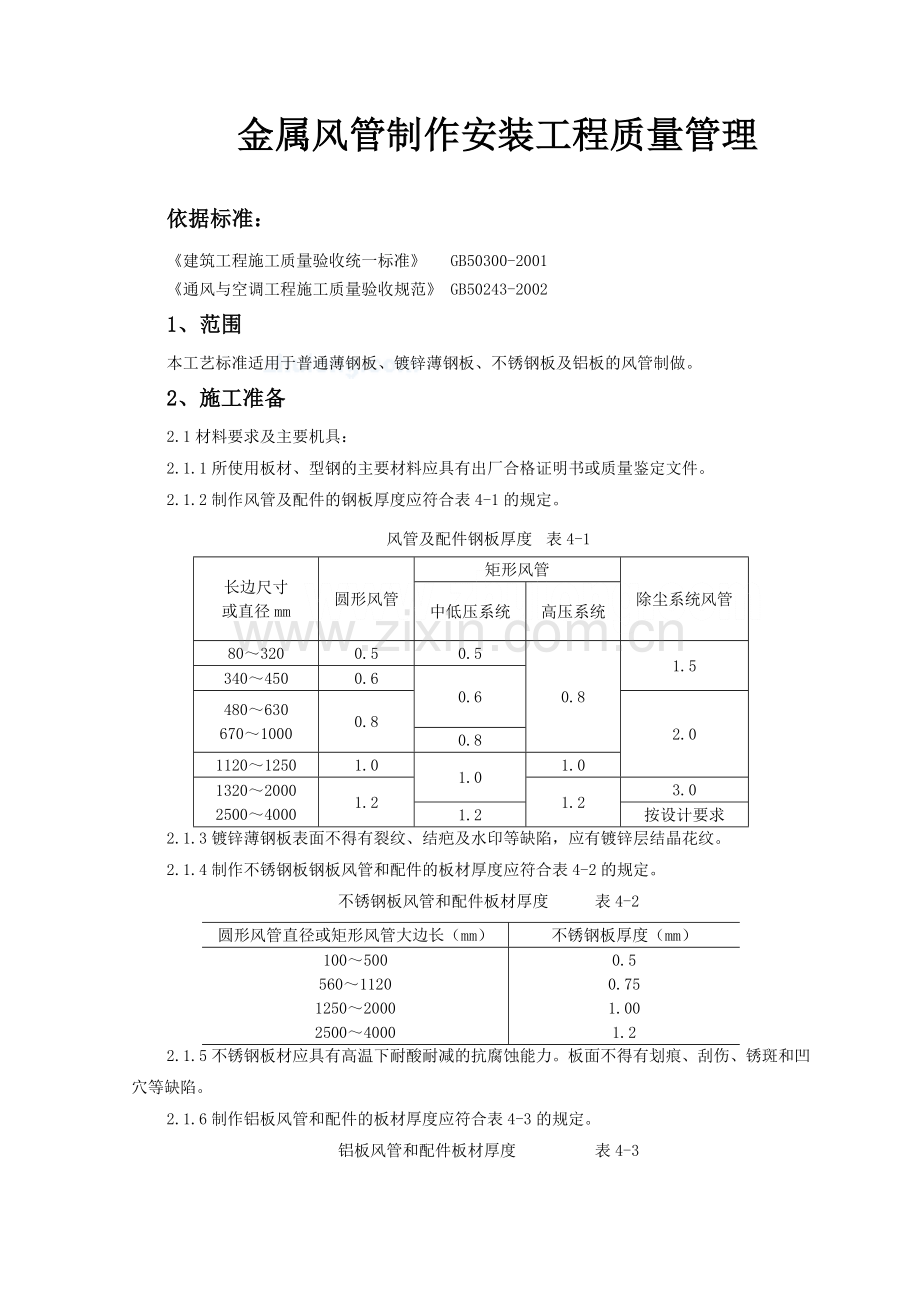 金属风管制作安装工程质量管理.doc_第1页