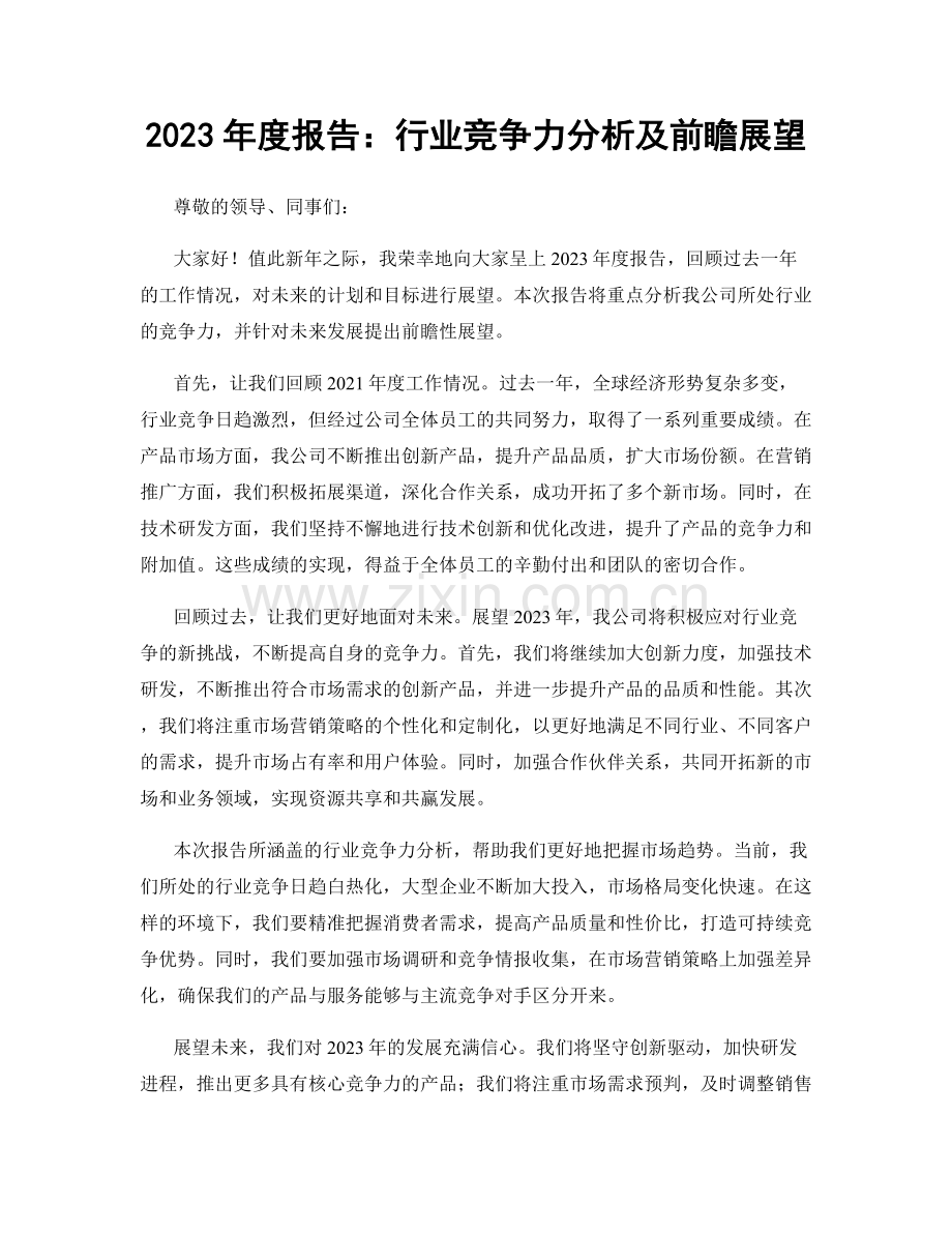 2023年度报告：行业竞争力分析及前瞻展望.docx_第1页