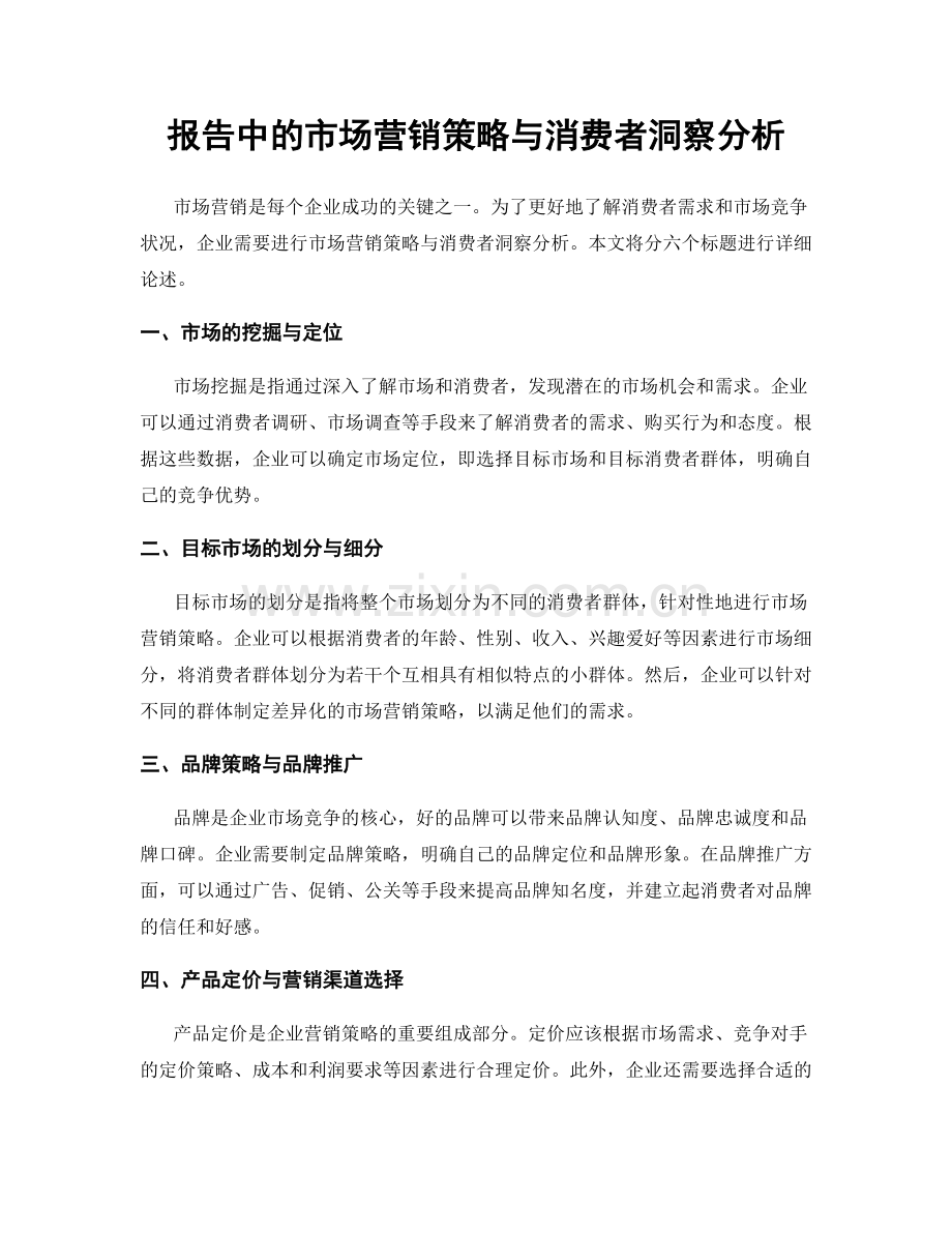 报告中的市场营销策略与消费者洞察分析.docx_第1页