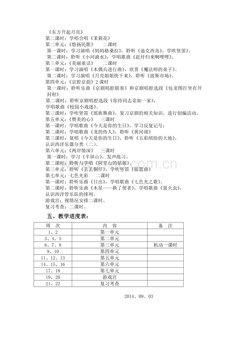 人音版音乐六年级上册教学计划及教案(全册).doc_第2页