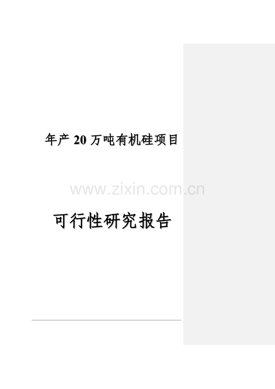 年产20万吨有机硅项目申请建设可研报告.doc_第1页