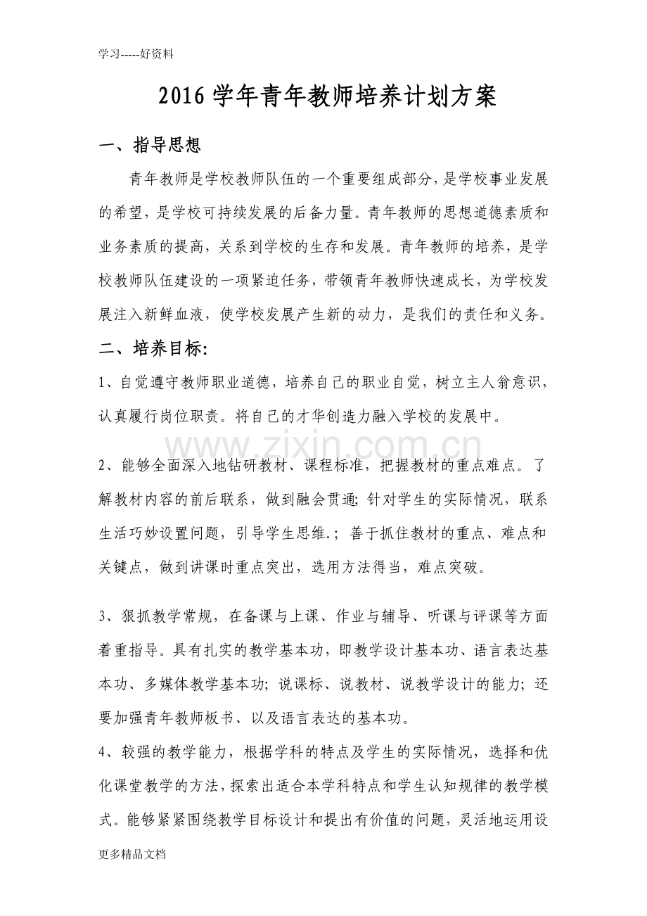 青年教师培养计划及方案汇编.doc_第1页